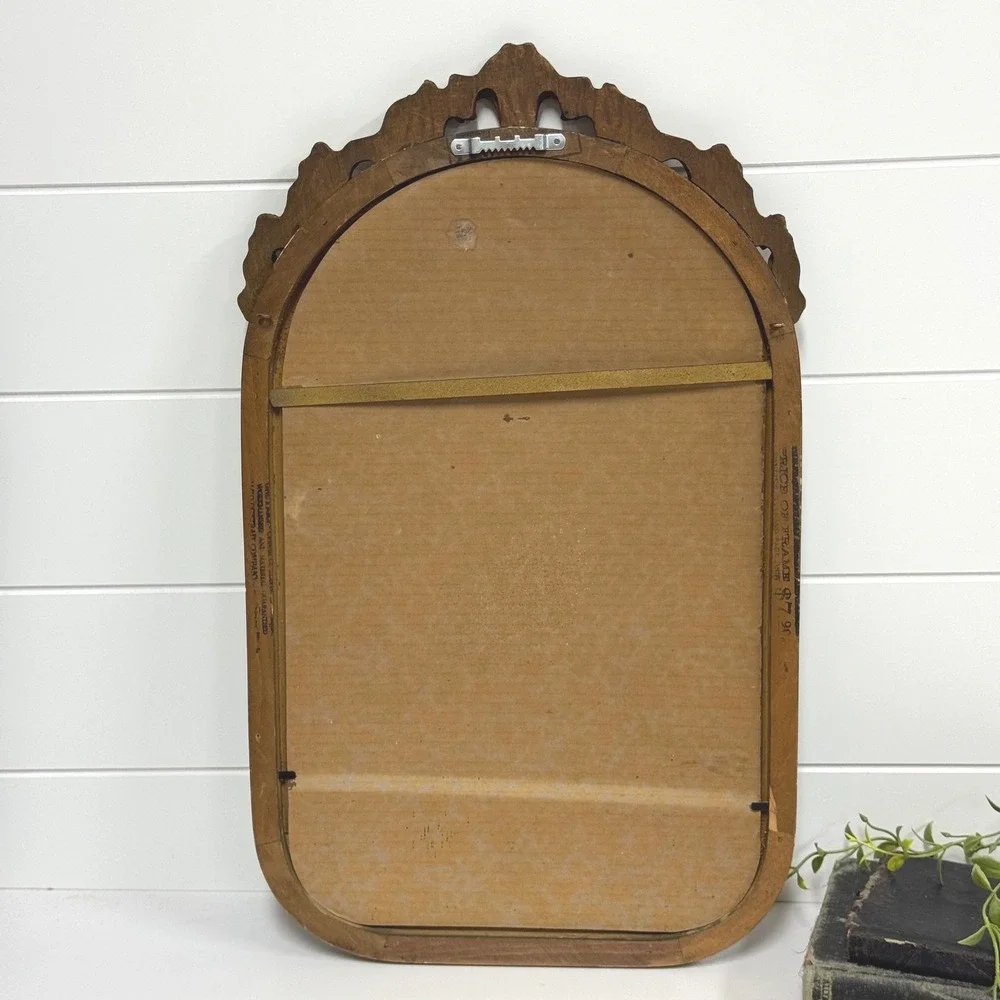 Antique 1920s Cathedral Arched Convex Bubble glass Ornate Picture Frame